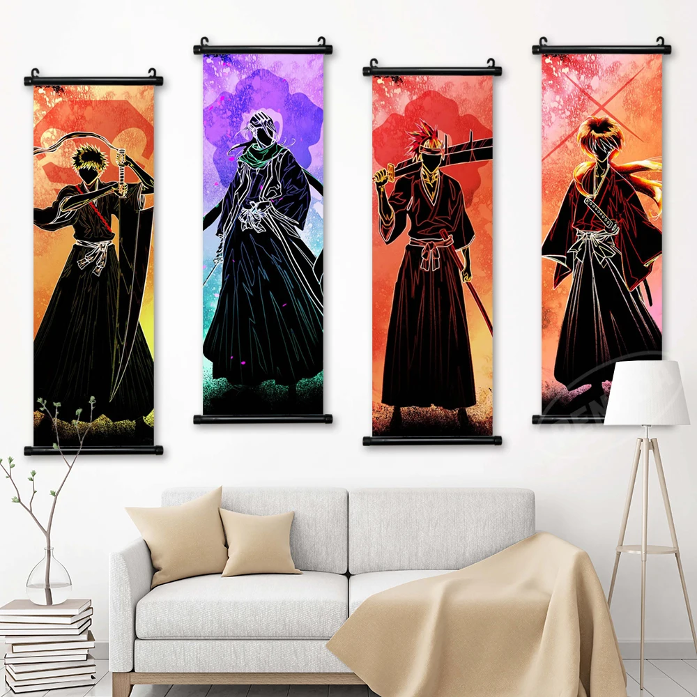 Wall Art Bleach Canvas Anime Pictures Hitsugaya Toushirou Painting Printed Kuchiki Rukia Poster Hanging Scrolls Renji Home Decor