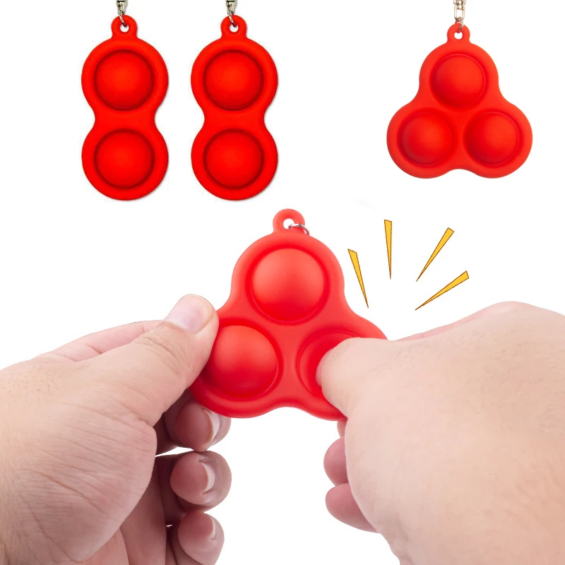 Silicone Push Bubbles Fidget Keychain Backpack Charm ADHD Anxiety Stress Reliever Squeeze Sensory Toys For Kids Boys Girls Gifts