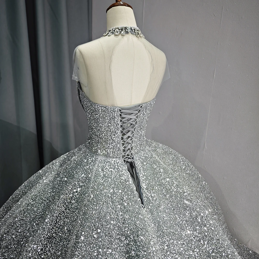 High Neck Princess Quinceanera Dress Crystals Beads Vestidos De 15 Años Birthday Party Gown Customized vestido de 15 quinceañera