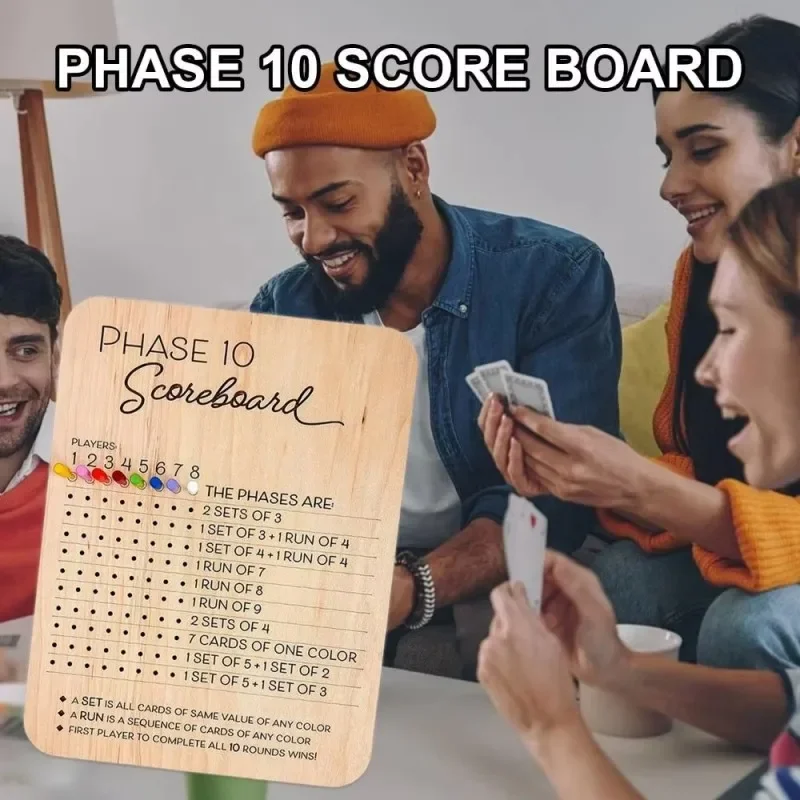 Gifts Wooden Phase 10 Score Board Portable Sturdy Wooden Scorecard And Round Tracker Phase 10 Score Sheets 10 Game Scoreboard