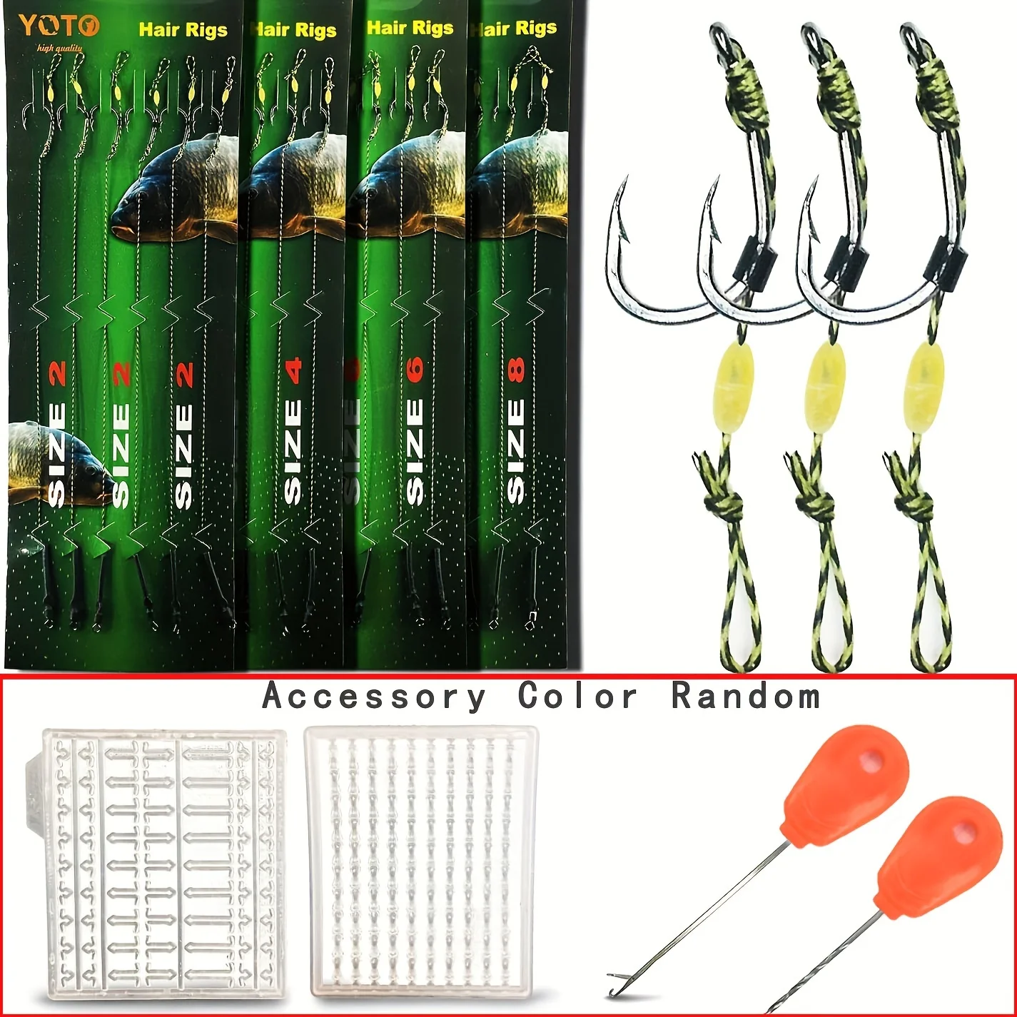 6 Stück Karpfen Angeln Haar Rigs - High Carbon Stahl gebogen Stacheldraht Karpfen Haken drehbare Boilies Angel geräte mit geflochtenen Faden Schnur