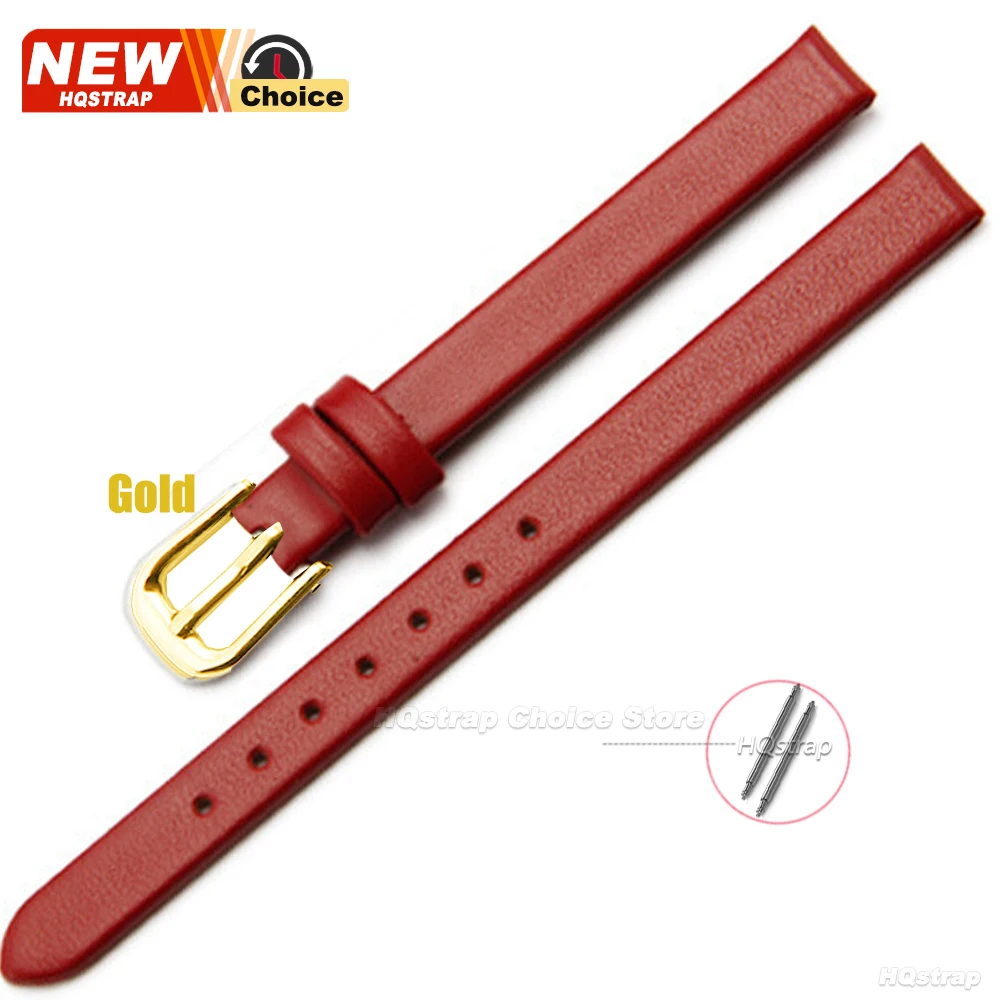 Neues goldenes weiches Rindslederarmband Damenmode Armband Armbanduhren Uhrenarmband 8mm 10mm 12mm 13mm 14mm 15mm 16mm 17mm