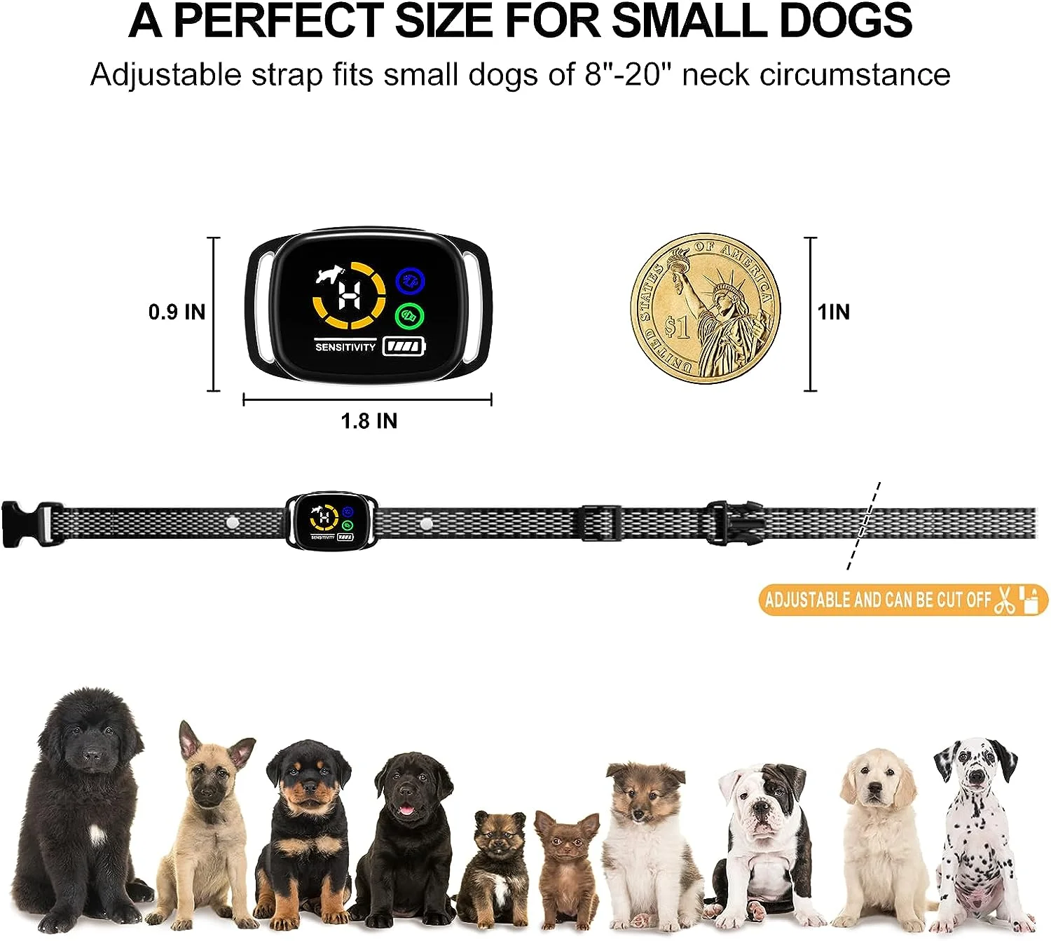 Smart Automatic Anti Barking Dog Collar Rechargeable Vibration Stop Bark Collar Pet Accessories for Small Medium Dogs 5-15lbs