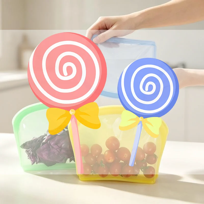 Reusable Silicone Storage Bags Eco Friendly Leakproof Seal for Sandwich Snack School Lunch Travel Picnic