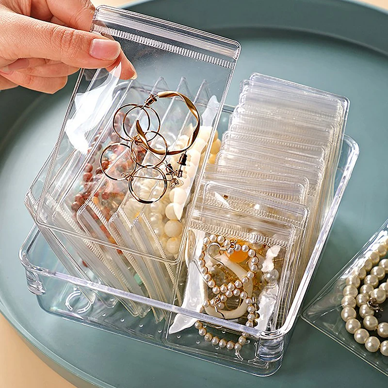 10Pcs Jewelry Storage Bag Box Anti-Oxidation Transparent Jewelry Organizer for Earring Necklace Bracelet Ring Holder Ziplock Bag