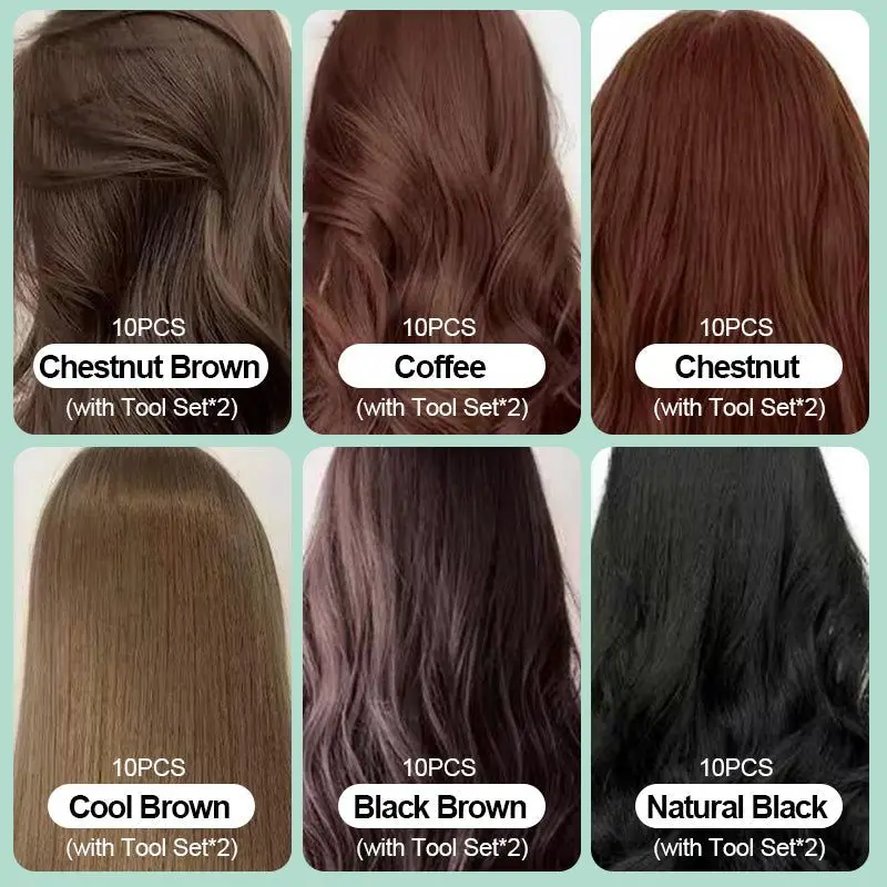 10Pcs/Set Hair Dye Shampoo Natural Plant Bubble Hair Dye Long-lasting Hair Color Convenient And Effective Hair Coloring Shampoo