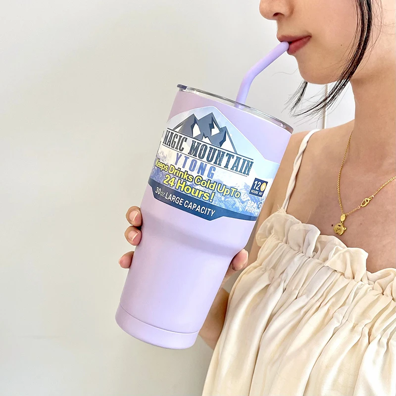 30oz Car Cup 304 Stainless Steel Ice Bullion Cup Outdoor Car Portable Thermal Insulation Cold Cup