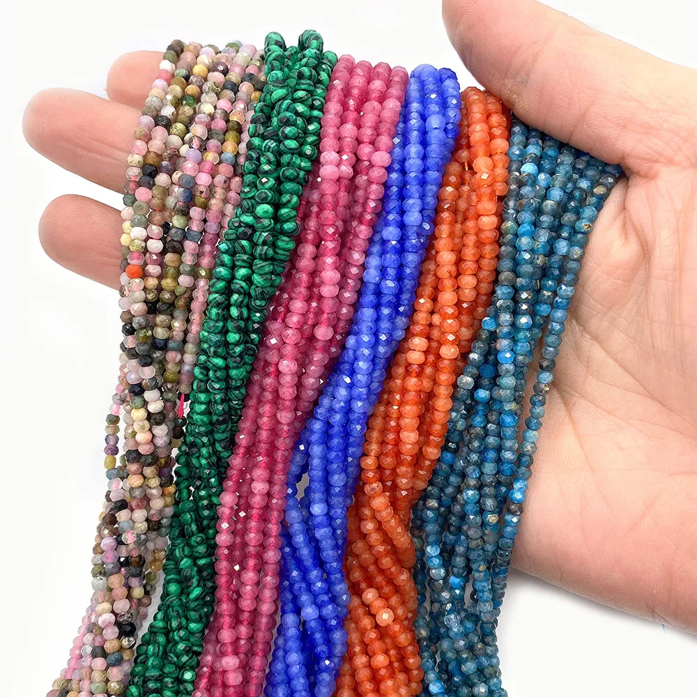 

2x3mm Natural Stone Beads Round Lapis Lazuli Malachite Crystal Loose Beads for Jewelry Making DIY Bracelet Necklace Accessories