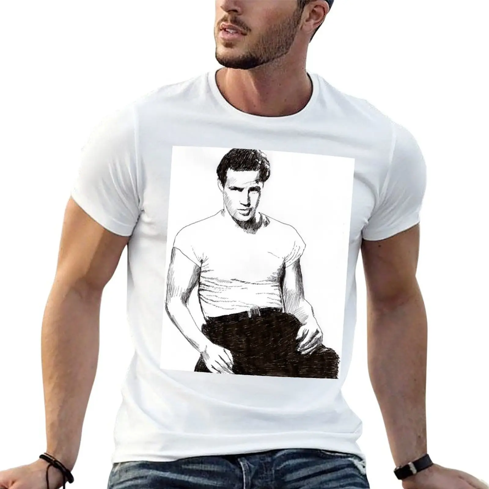 

marlon brando portrait T-Shirt man t shirts cotton anime tshirt T-Shirt