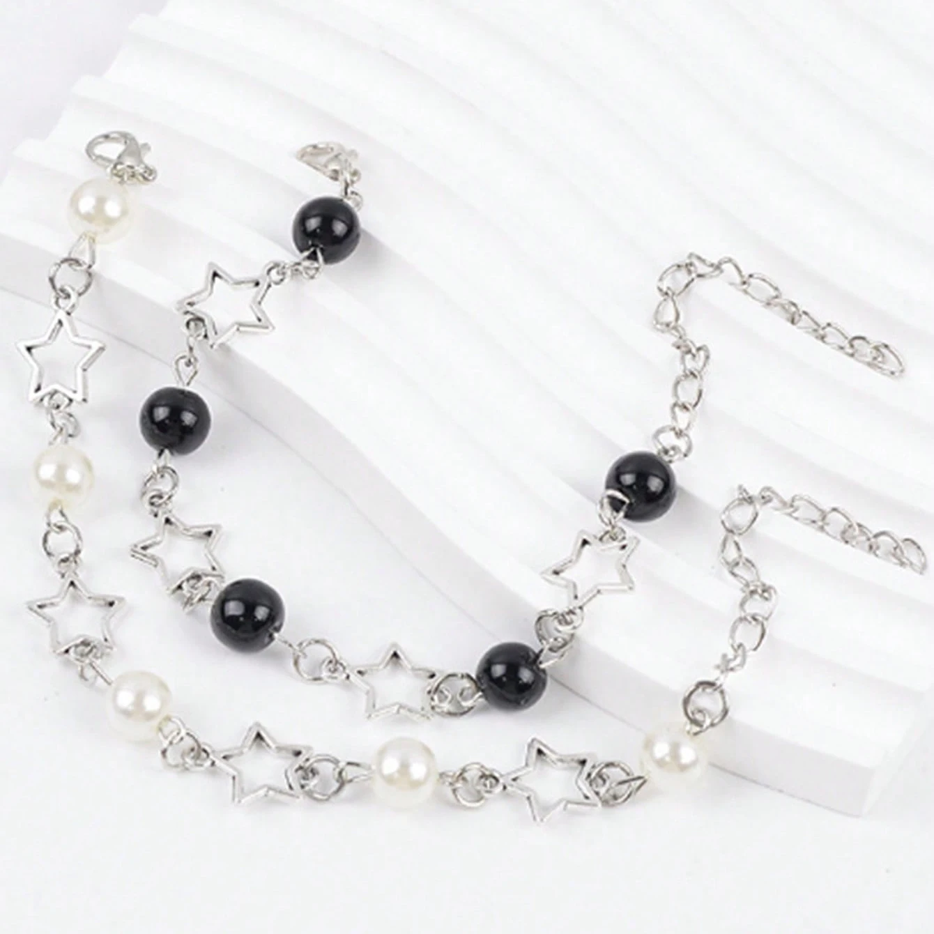 2-Piece Y2K Pearl Star Bracelet Set, Suitable as a Men's Holiday Gift or Daily Wear Bracelet