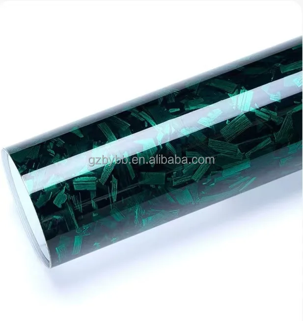 

PET Forged Carbon Fiber Sticker Glossy/Matte Floral Carbon Green for Car Tail Wing Rearview Mirror Hood Roof Color Changing Film