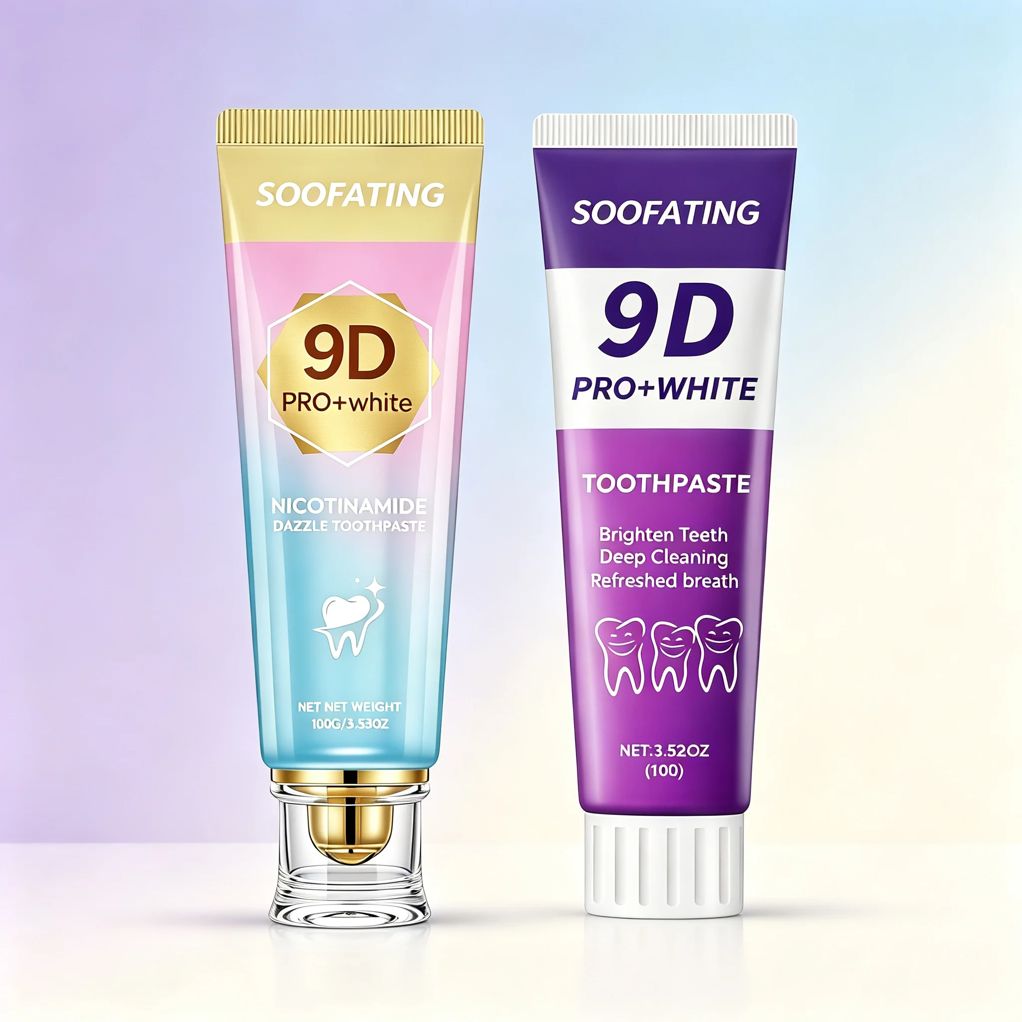 SOOFATING 2 Pack Whitening Toothpaste Set, Niacinamide & Hydroxyapatite Oral Care, Deep Clean Fresh Breath, 100g
