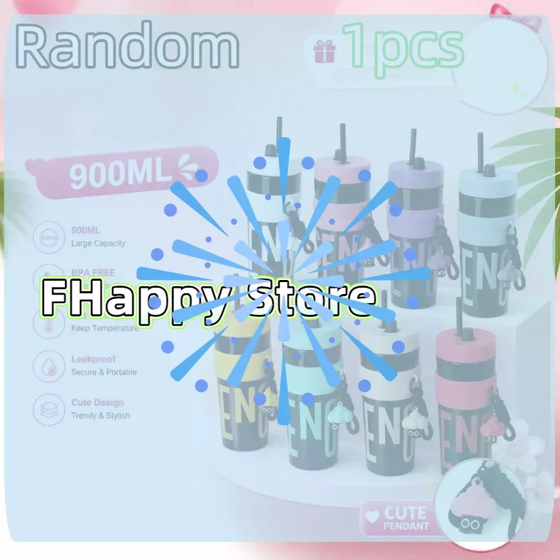 1Pcs 900ML Insulated Straw Tumbler With Leakproof And Hot Cold Retention Free Cup Brush Perfect For Travel School Outdoor Use