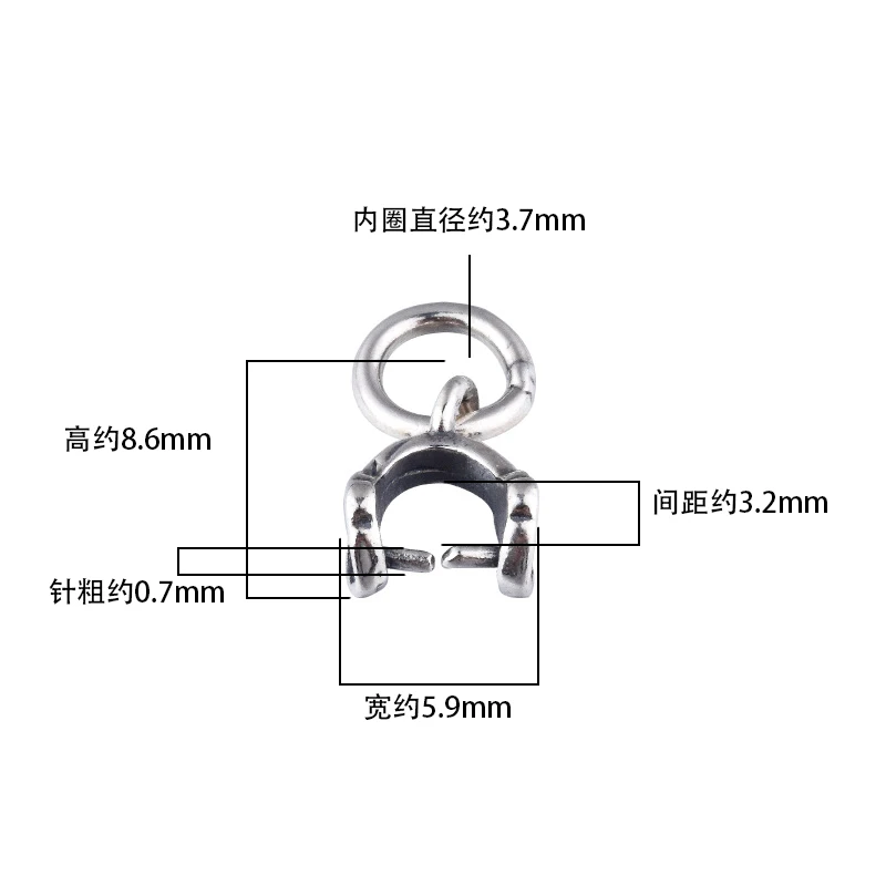 S925 sterling silver Ruyi clasp pendant fastener Silver clasp fastener front and back holes to clasp jewelry