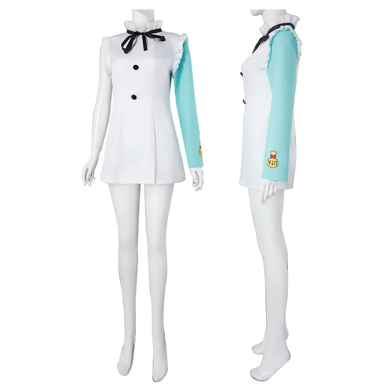 Anime Film RED Daughter of Shanks Uta Cosplay Costume with Earphone Women Daily Pink Coat Dress Halloween Carnival Party Outfit view 5
