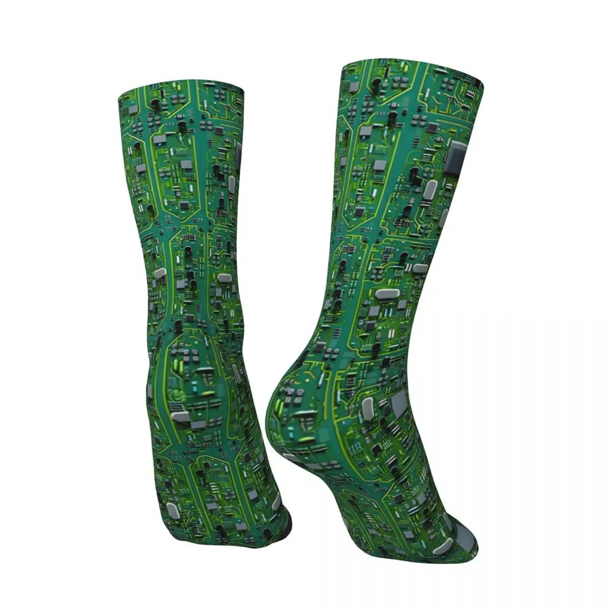 Vintage Computer Circuit Board Technology Gamer Data IT Pattern Men\'s compression Socks Unisex Street Style Seamless Crew Sock