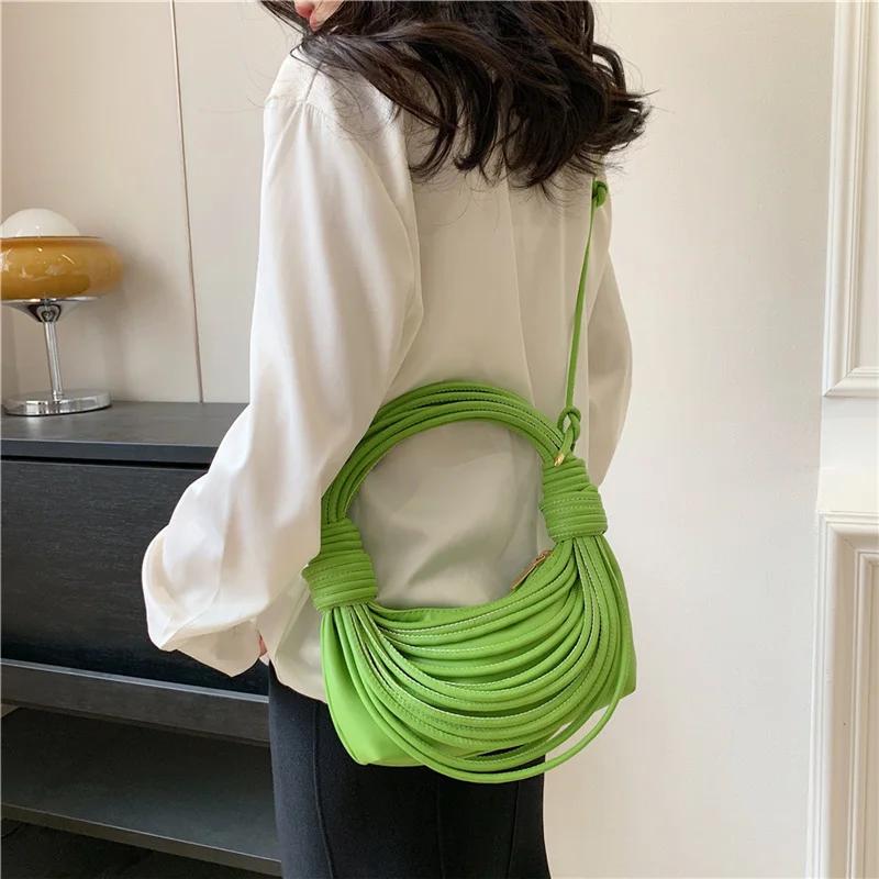 Luxury Women Half-Moon Small Totes PU Leather Crossbody Bag Designer Green Pink White Handbag and Purses Shoulder Bags Clutch