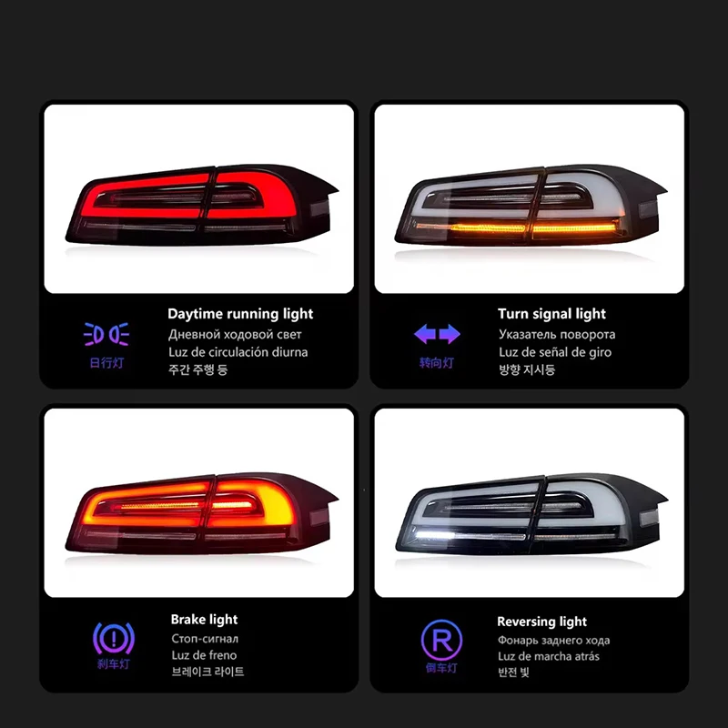 Sewiyolin Auto Led-achterlicht Assemblages Voor Tesla Model S 2014-2024 Auto Fog Drl Rem Richtingaanwijzer lamp Plug En Play