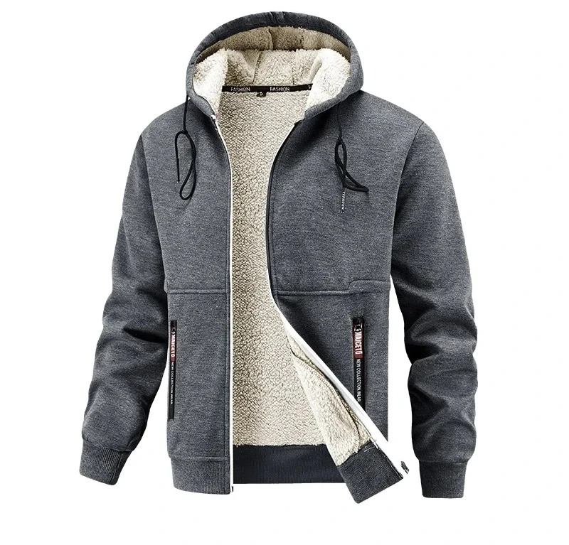 

Men's Winter Lamb Fleece Jacket, High Quality Soft Warm Coat, Fashion Casual Fleece-Lined Outerwear for Men