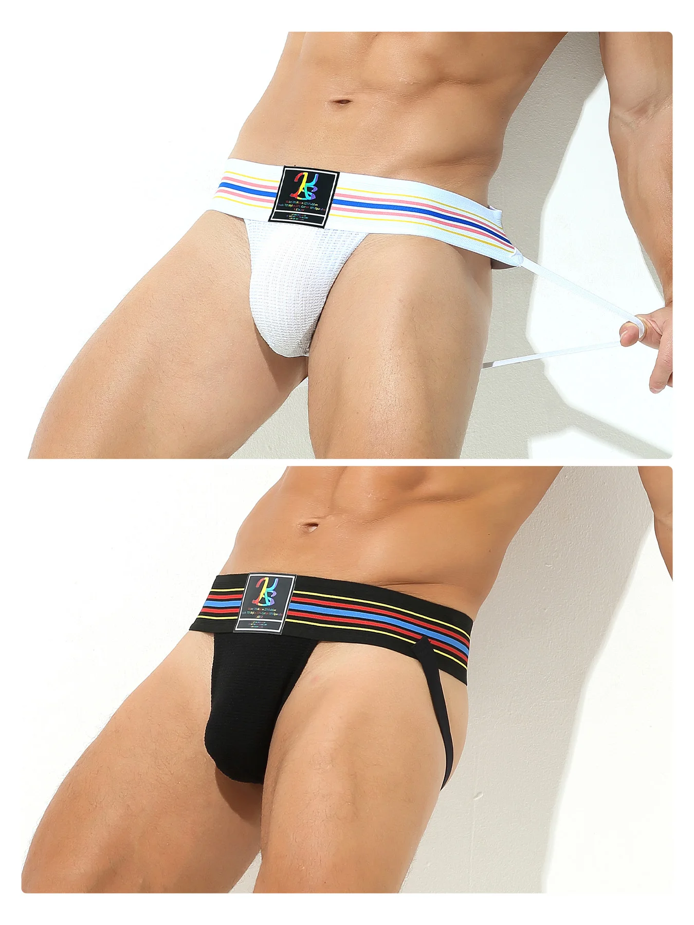 2 uds ropa interior sexy para hombre suspensorio para hombre suspensorio ropa interior para hombre suspensorio de Tanga suspensorio gay jock correa de algodón transpirable blanco