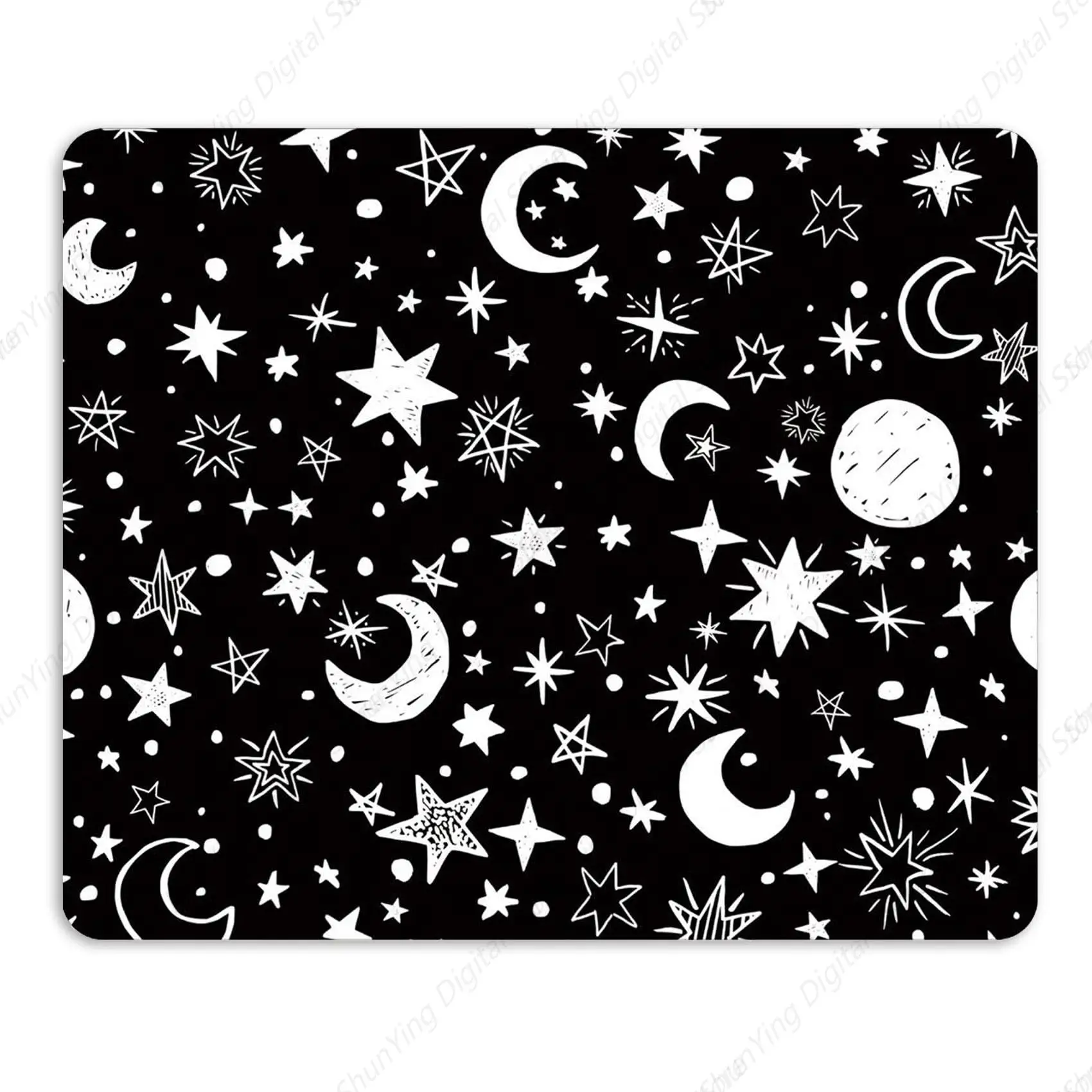 

Star And Moon Pattern Anti Slip Rubber Base Mouse Pad Suitable For Computers Laptops Offices And Home Gaming Mouse Pads 25*30cm