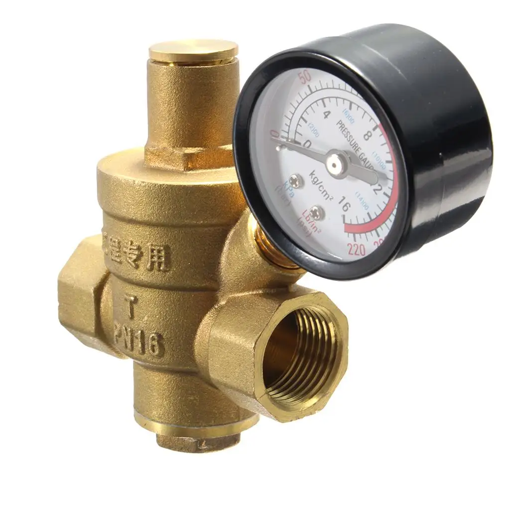 

PN 1.6 Brass Water Pressure Reducing Regulator Valve Reducer +Gauge Meter