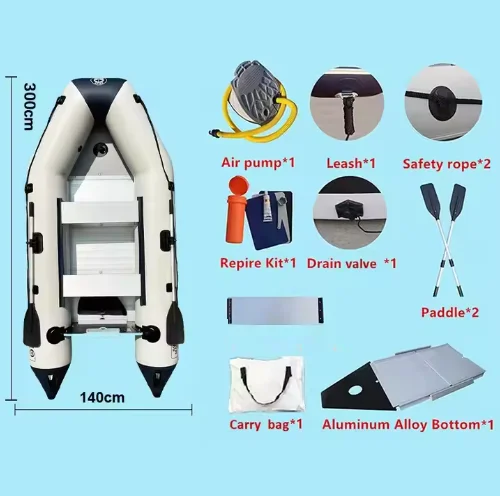 5 Person 3M PVC Inflatable Assault Kayak Speed Boat Fishing Canoe Casual Hovercraft Aluminum Floor for scuba Diving