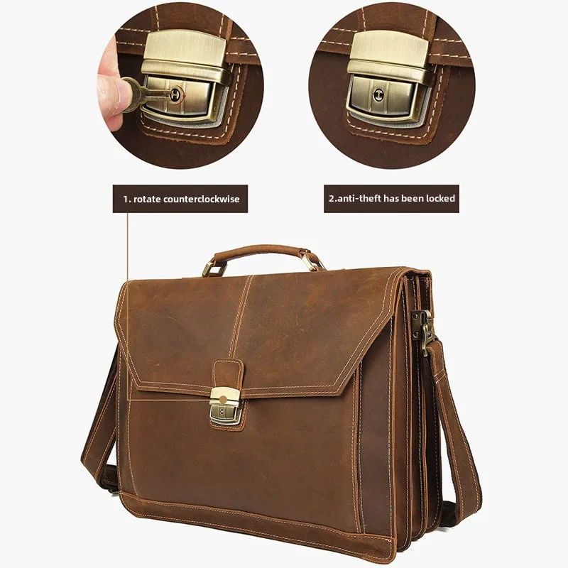 Formal Business Bag Genuine Leather Briefcase Bag For 15 Inch Notebook PC Computer Bag Cowhide Messenger Bags For Male