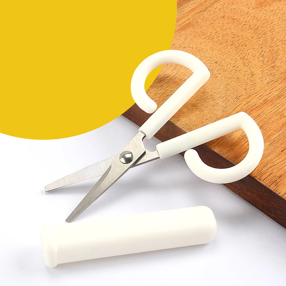 Safety Scissors Stainless Steel Plastic Blade Scissors With Cover White Multi-Purpose Home Office Classroom Craft