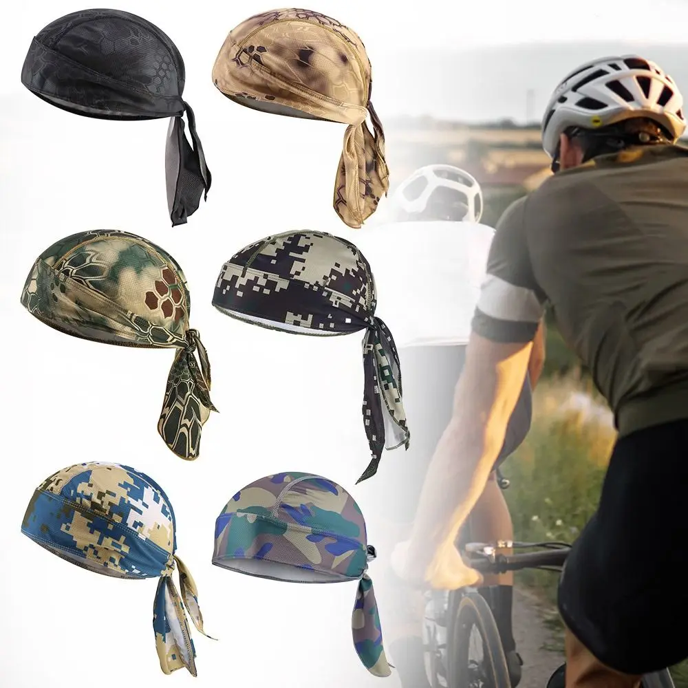 Dustproof Mesh Fabrics Quick-Drying Bicycle Helmet Liner Bicycle Riding Cap Bandanna Cap  Printing Cycling Hat