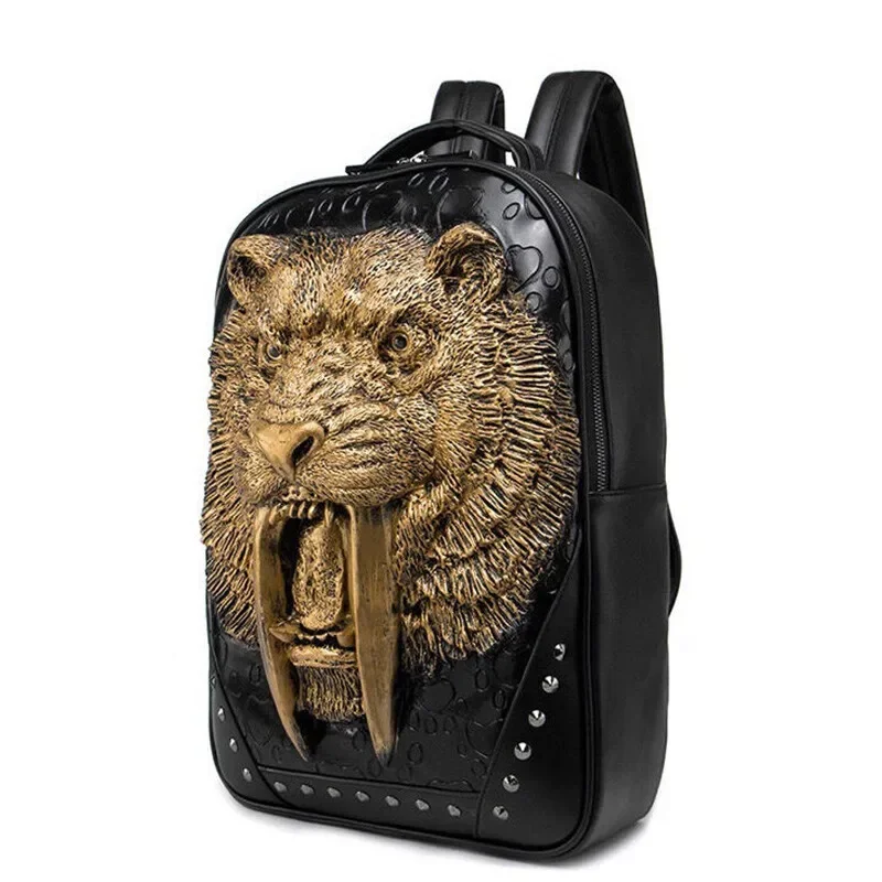 

School Waterproof Casual Teens - Leather Theft Backpack for U Large Rucksack with Anti- D P Tiger Compartments Fashion Bag