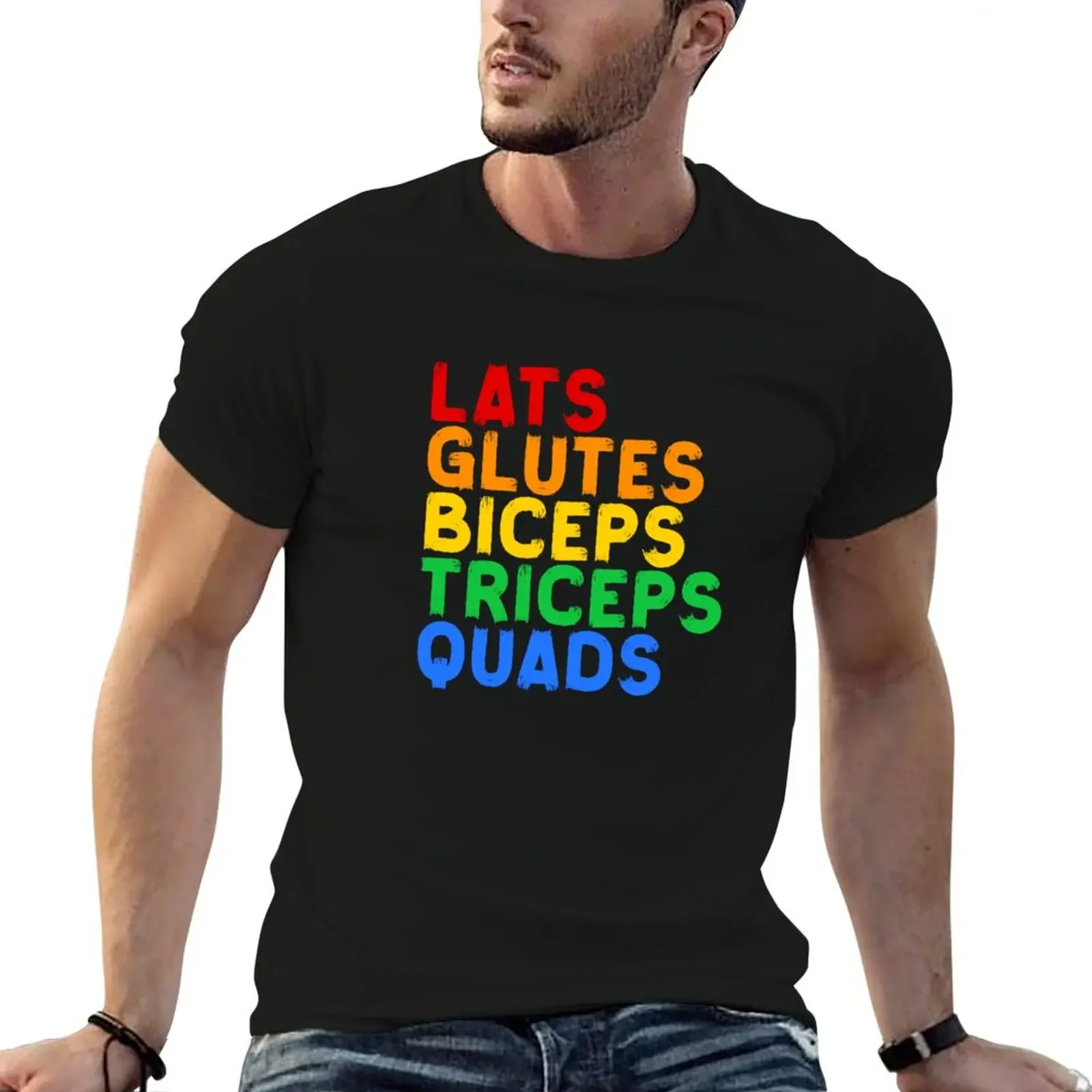 Lats Glutes Biceps Triceps Quads LGBT flag gym outfit T-Shirt aesthetic clothes new edition t shirt men 100℅ cotton