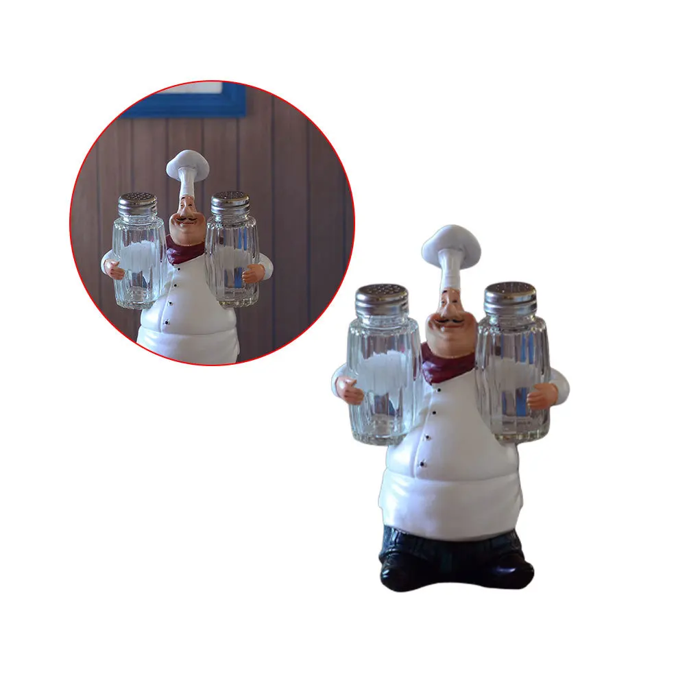 

Creative Chef Resin Ornament Kitchen Decor Desktop Holder For Home Cafe Bar Decor Salt Pepper Can Style