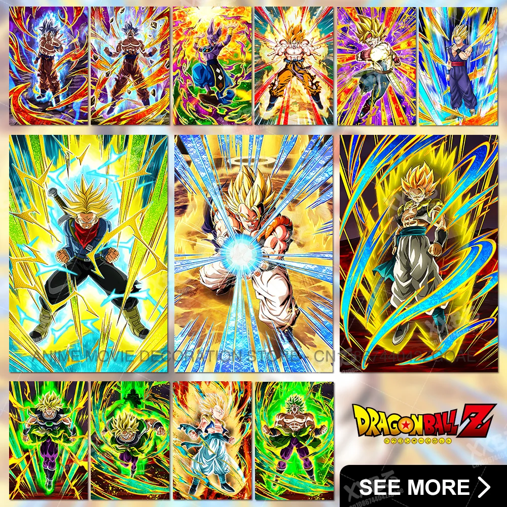 

Dragon Ball Anime Canvas Pictures Super Saiyan 4 Goku Home Decoration Vegetto Paintings Son Gohan Wall Art Vegeta Figures Poster