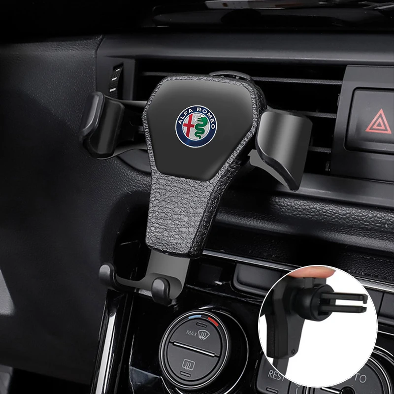 Gravity Car Phone Holder Air Vent Clip Cell Phone Stand Support For Alfa Romeo 4C 159 166 Spider Giulia Giulietta 156 147 8C GT