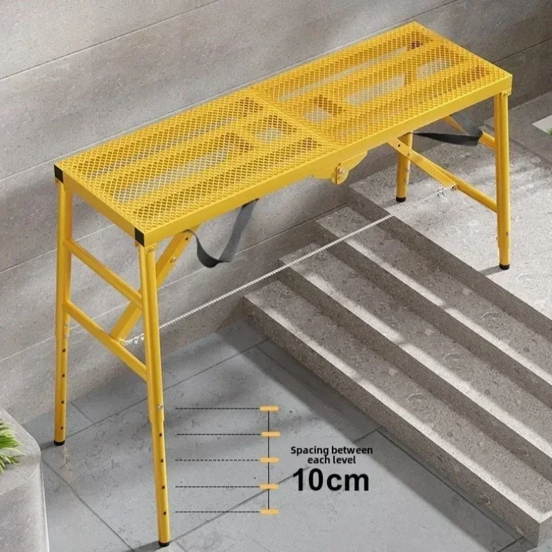 Thickened steel frame anti slip mesh pedal scaffold, folding horse stool ladder, raised engineering ladder, mobile work platform