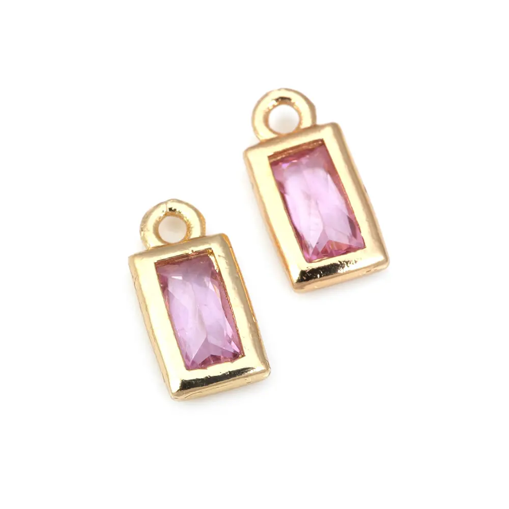 20PCS 18K Gold Color Brass and Zircon Rectangle Charms Pendants Diy Jewelry Making Necklace Earrings Accessories for Women