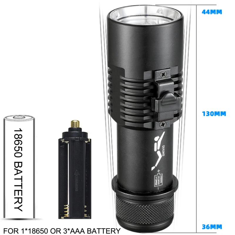 Catch the sea deep diving durable anti-fall waterproof high-power flashlight diving fill light P70 flashlight hand-held