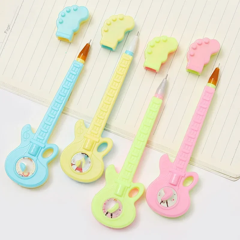

3PCS/LOT Cartoon Creative Instrument Gel Pen Guitar Black Water Pen Office Pen Student Stationery Color Random