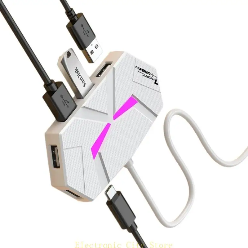 

7 Port USB HUB USB2.0 Extension Splitter Laptop Connection Hard Drive Computer HU8D