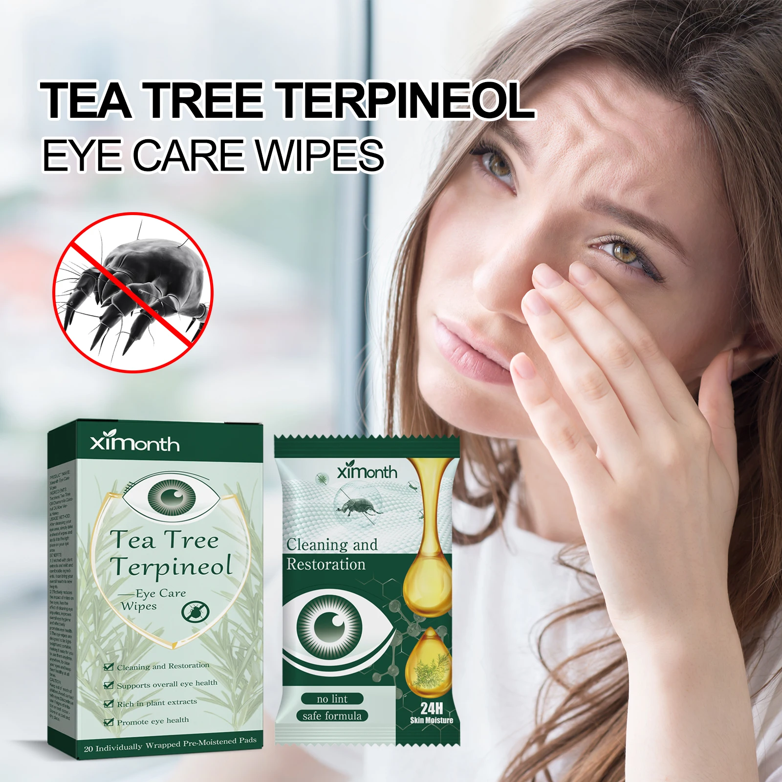 Eye Mite Removing Wipes Deep Clean Eye Antibacterial Relieve Eyeball Fatigue Discomfort Anti Itching Drying Eye Specific Wipes