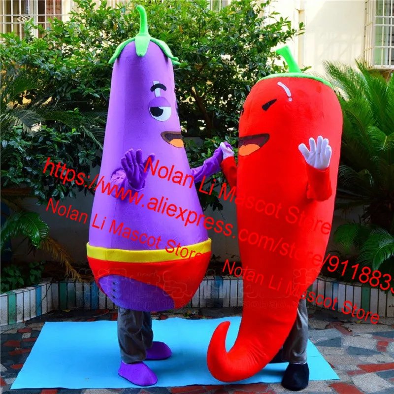 High Quality EVA Material Pepper Eggplant Mascot Costume Vegetable Cartoon Suit Cosplay Birthday Party Halloween Ad 579