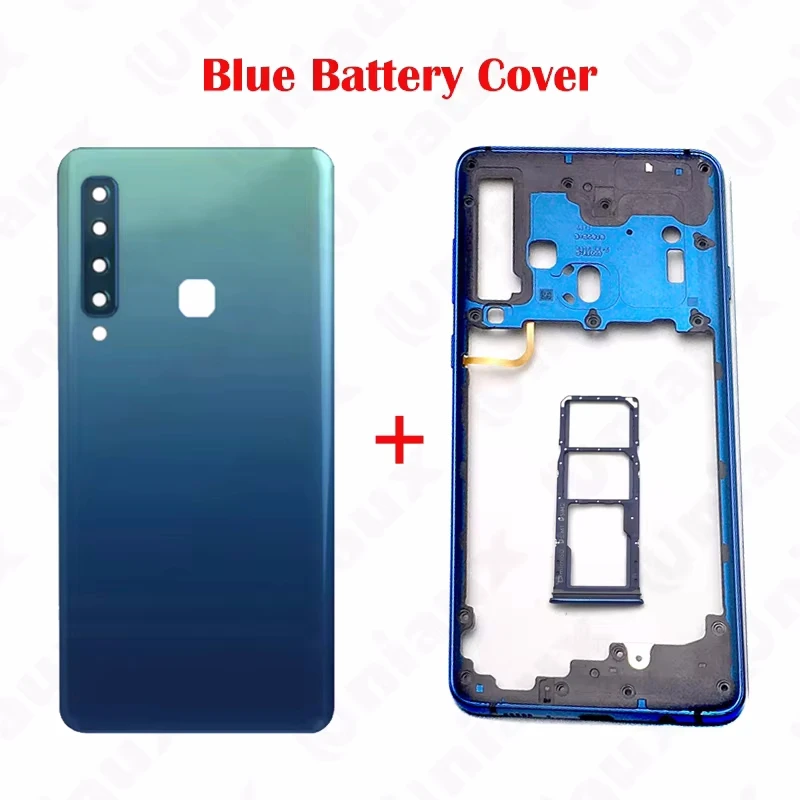 

AAA для SA Galaxy A9 2018 A9 Star Pro A9S A920 A920F крышка батарейного отсека задняя дверь задняя стеклянная рамка корпуса + крышка объектива камеры + клей
