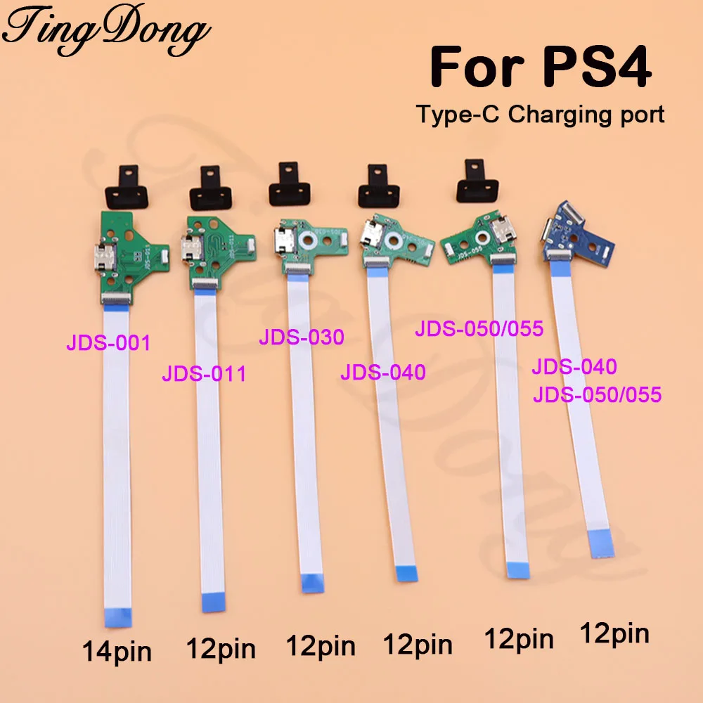 1Set USB Data Type-C Charging Port Board For Sony PS4 Controller JDS-001 011 030 040 055 With 12Pin 14Pin Connect Cable