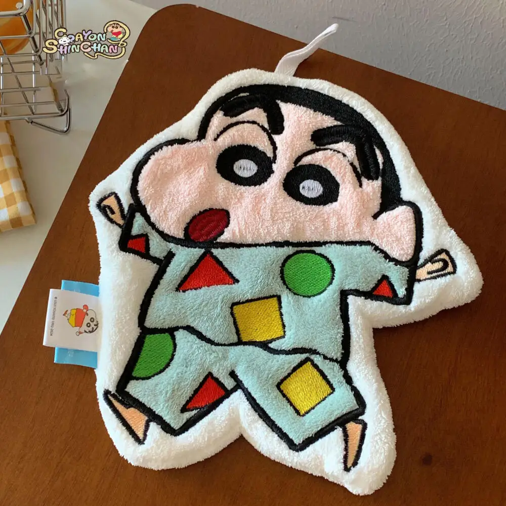 Crayon Shin-chan – serviettes de dessin animé pour enfants, en molleton de corail, absorbant, à séchage rapide, polyvalentes, brodées en trois dimensions