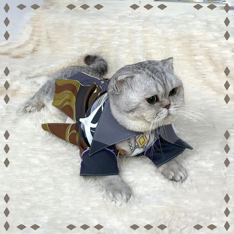 Hot Cute Game Impact Pet Clothes COS Kawaii Zhongli Pet Clothes Cute Cat loli Costume Game Venti Dog Rock God Shirt Dress up