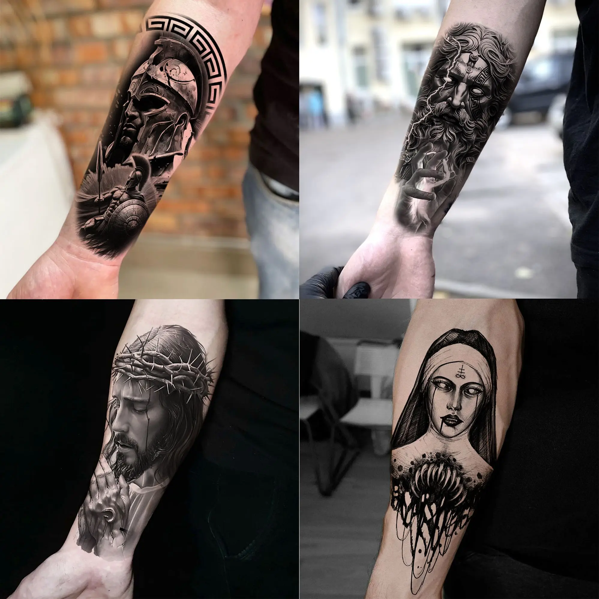 1 Lembar Tato Sementara Vampir Penyihir Jahat Lengan Penuh Halloween Tato Tengkorak Menakutkan Stiker Tato Palsu Mengerikan Tahan Air