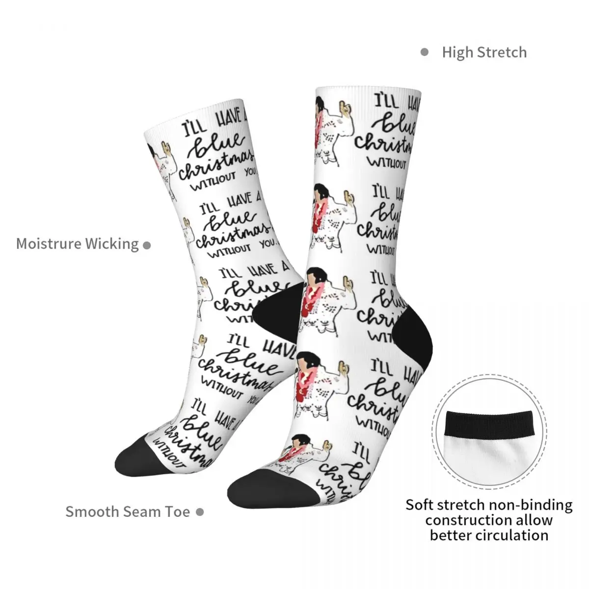 Funny Happy Unisex Socks E-Elvis Singer Presley Product Super Soft Christmas Album Girlfriend Loved Breathable Dress Socks