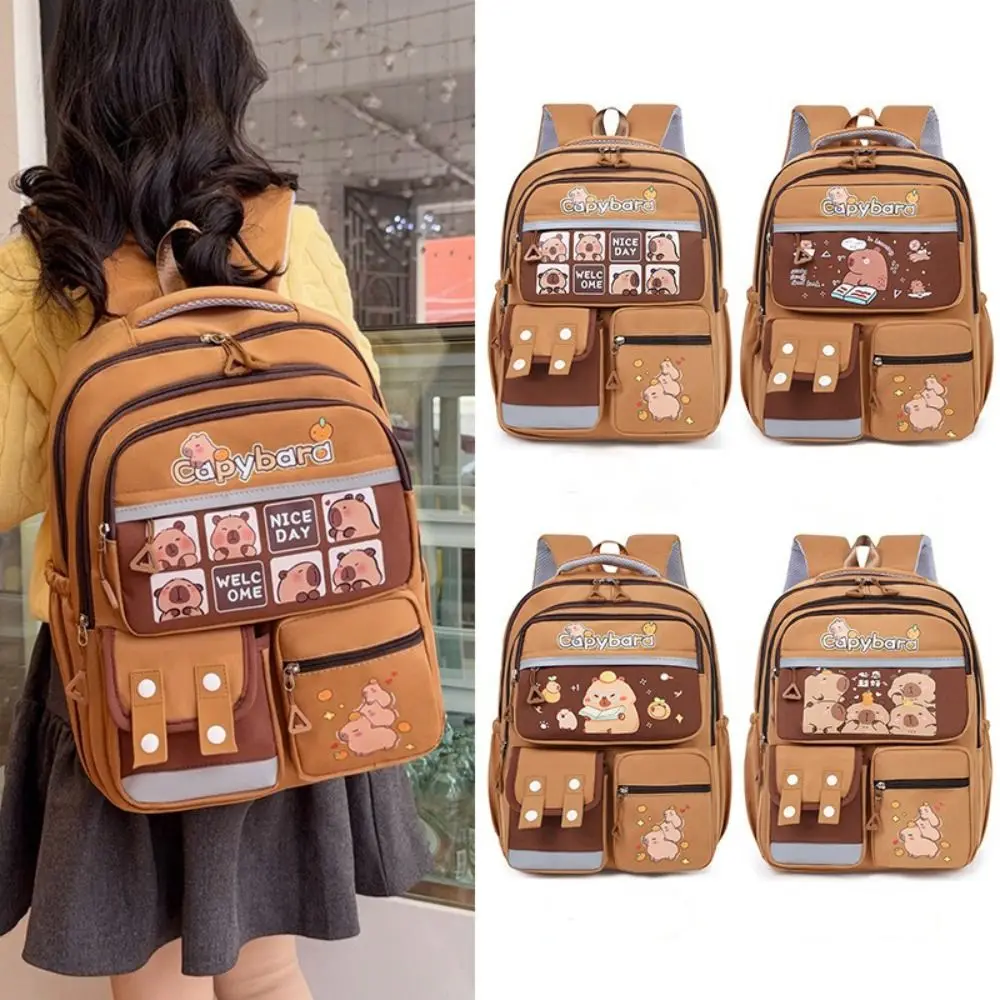 

New Nylon Schoolbag Large Capacity Capybara Bookbags Lightweight Waterproof Shoulders Bag School Office