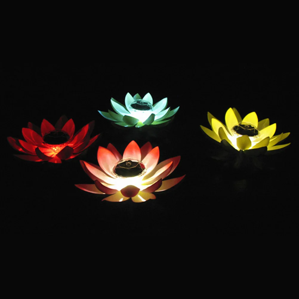 

2Pcs LED Solar Lotus Decoration Lights Floating Waterproof Colorful Outdoor Pool Flower Lights Pool Decoration Light
